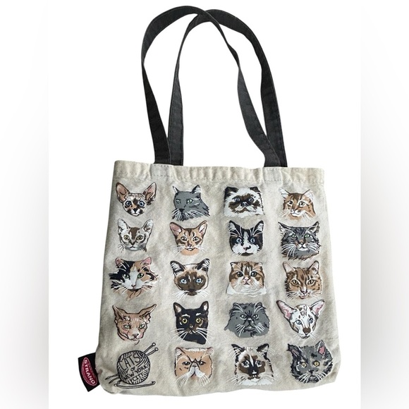 STRAND Cream and Black Cat Tote 12x12” - Picture 1 of 7